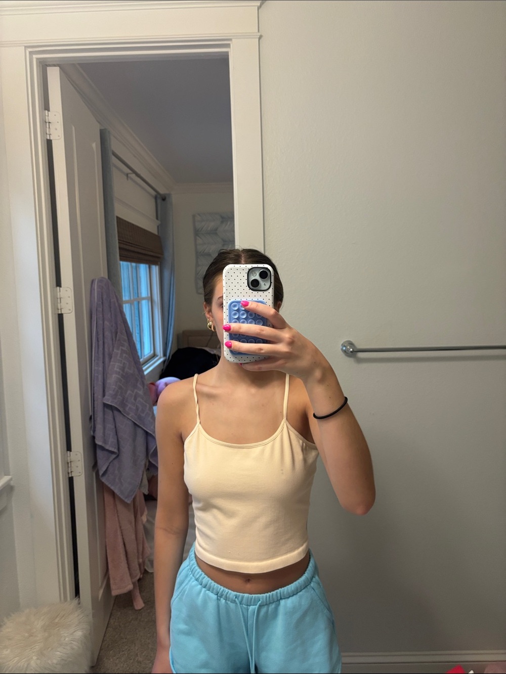 Free People Cream Spaghetti-Strap Cropped Cami